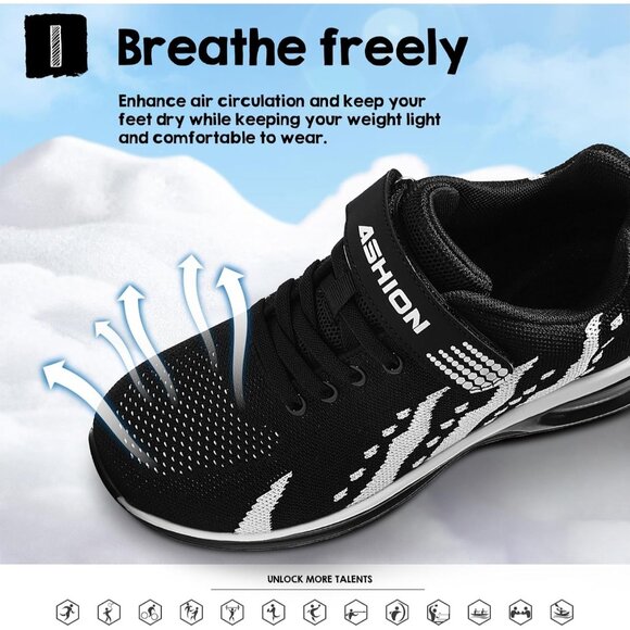 Kids 3208-black White Running Breathable Lightweight NonSlip Comfortable Sneaker - Picture 3 of 7